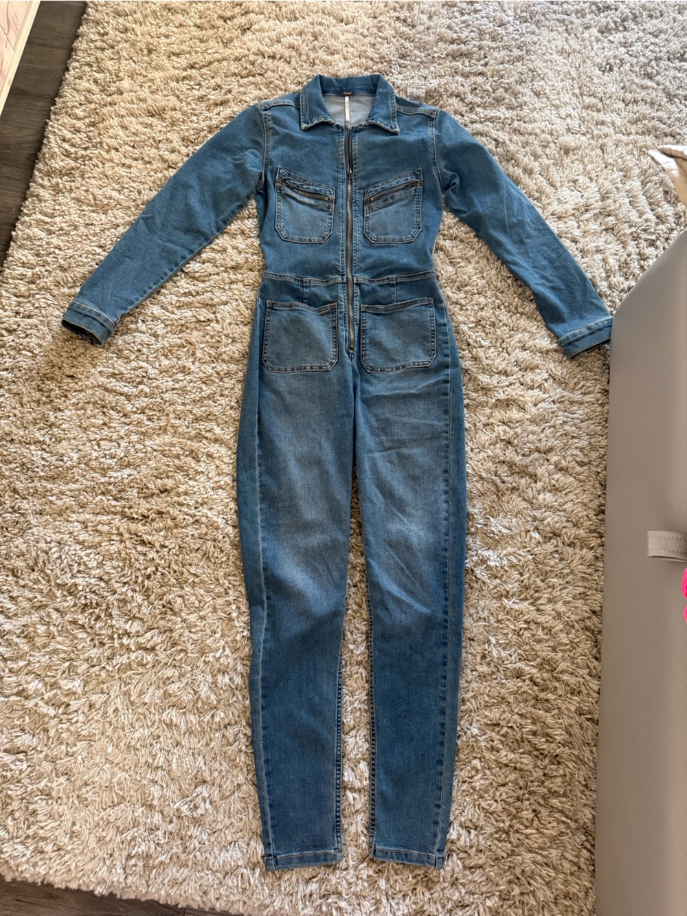 Free People women’s denim Women's Jumpsuit Jeans - Casual Zip-Front